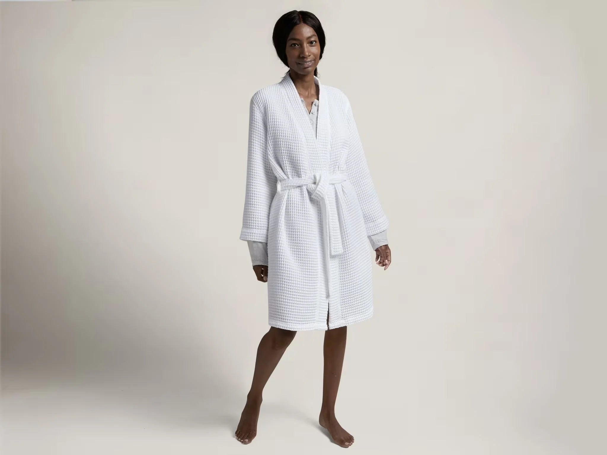 VELMORA® White Waffle Robe 5